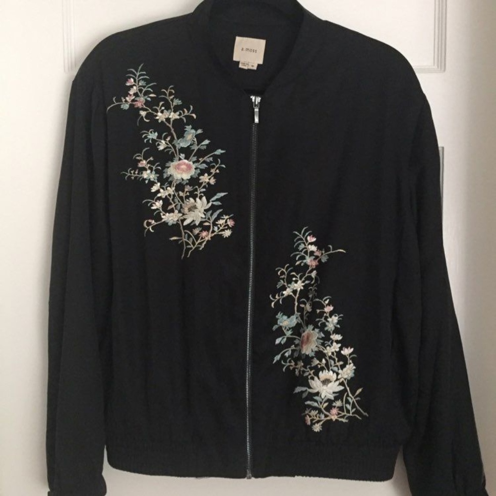 NEW A. Moss: embroidered bomber, Small in Women